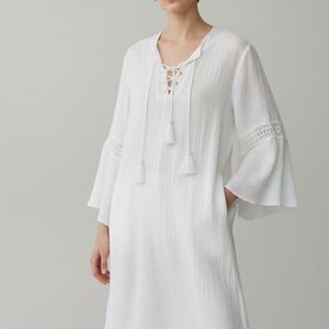 linen dress cap sleeve Brown Bliss Linen Dress - Cap Sleeves, Boat Neck & Princess Seams main image 0